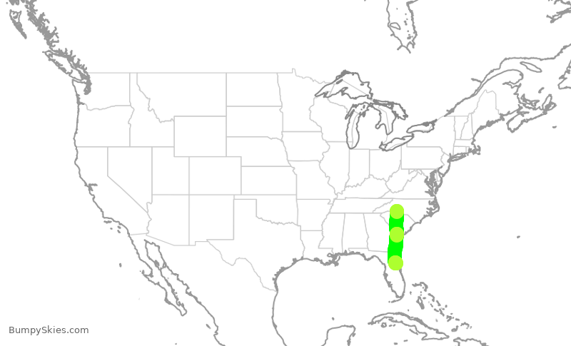 Turbulence forecast map for JIA5613, CLT to DAB