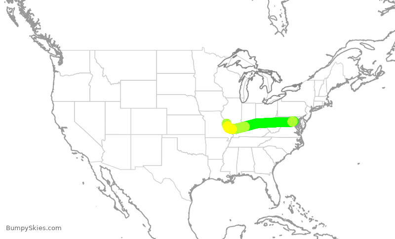 Turbulence forecast map for JIA5629, DCA to STL