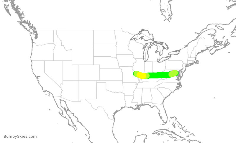 Turbulence forecast map for JIA5629, STL to DCA