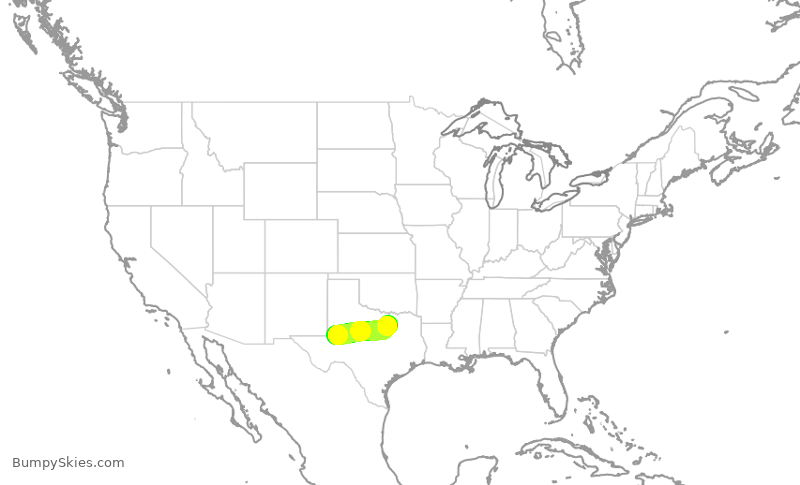 Turbulence forecast map for JIA5630, MAF to DFW
