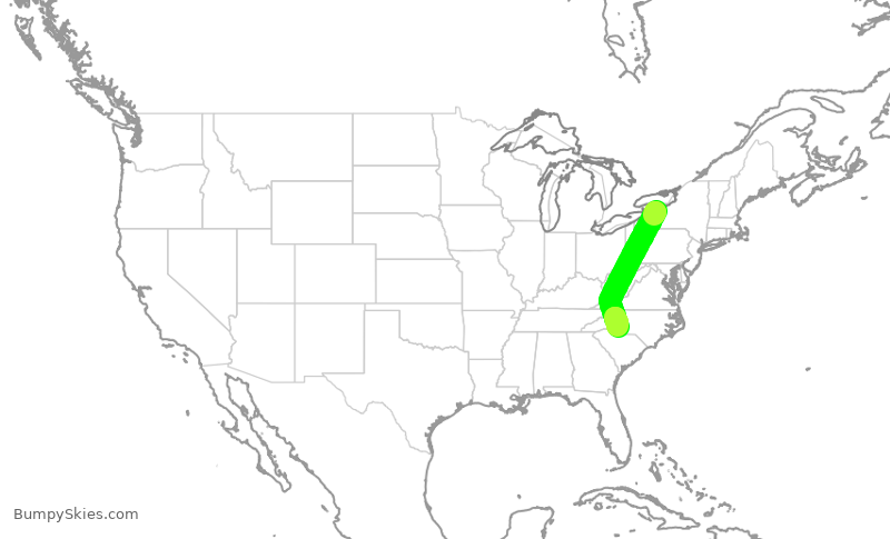 Turbulence forecast map for JIA5630, ROC to CLT