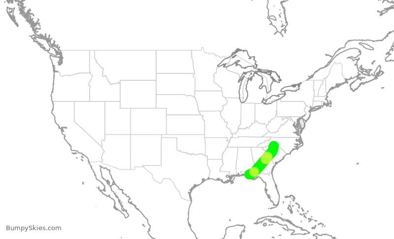 Turbulence forecast map for JIA5633, CLT to ECP