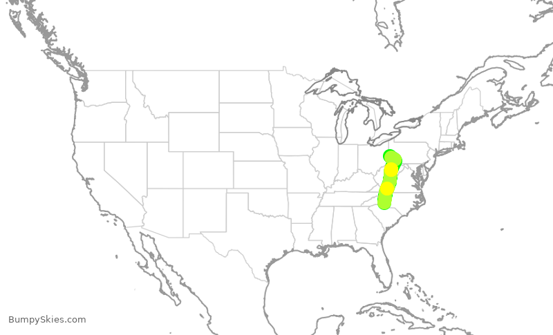 Turbulence forecast map for JIA5634, CLT to PIT