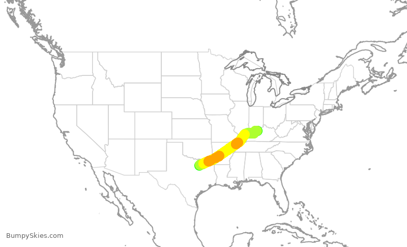 Turbulence forecast map for JIA5635, DFW to SDF