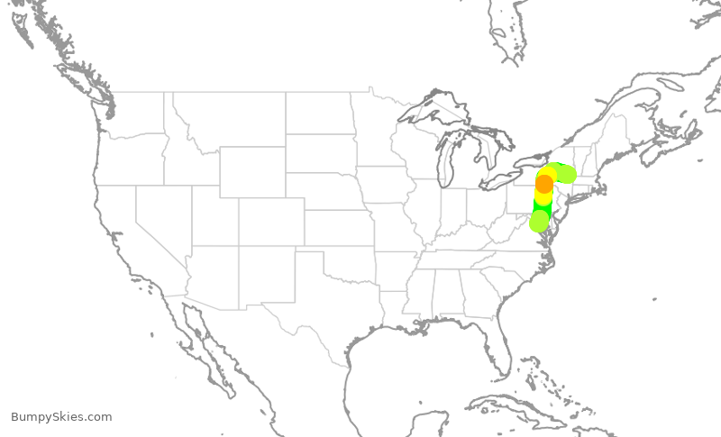 Turbulence forecast map for JIA5637, ALB to DCA