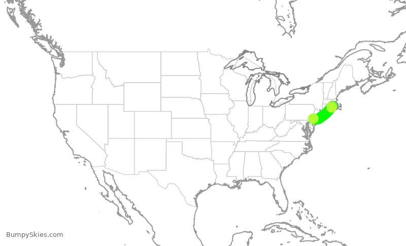 Turbulence forecast map for JIA5639, PHL to PVD