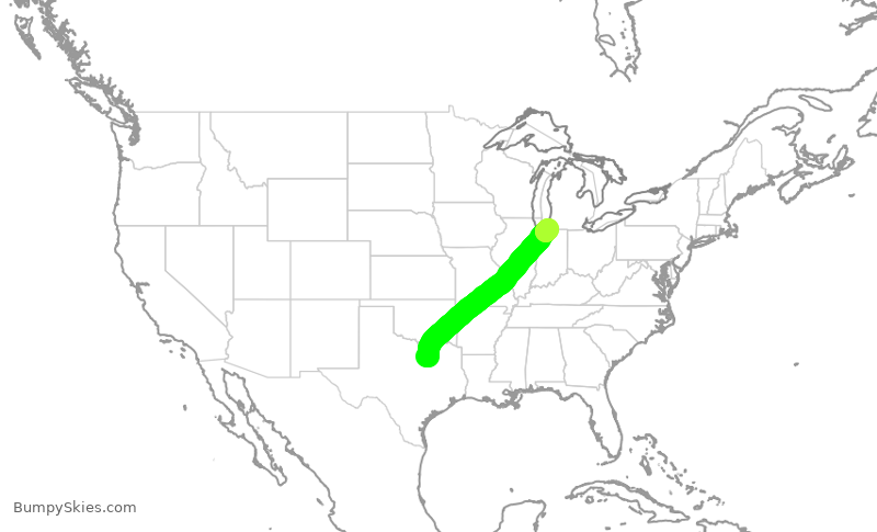 Turbulence forecast map for JIA5643, DFW to SBN