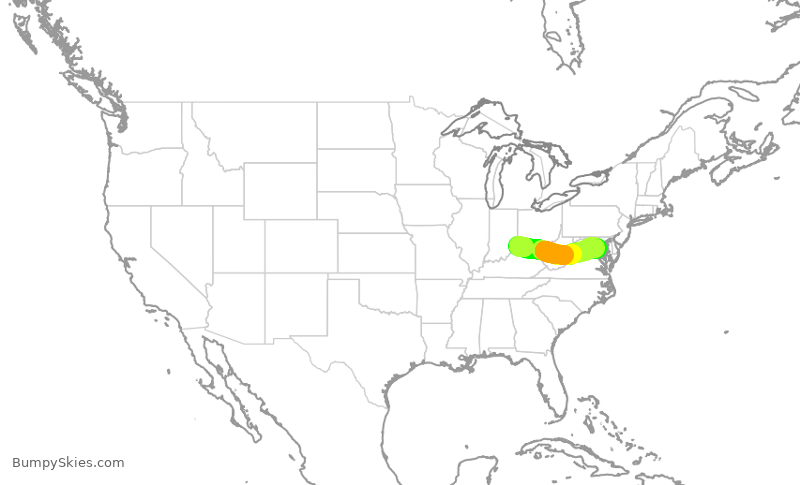 Turbulence forecast map for JIA5647, CVG to DCA