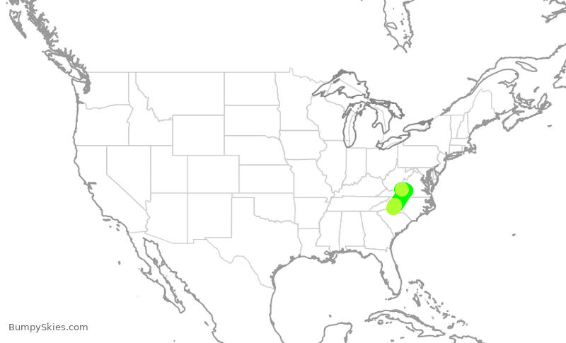 Turbulence forecast map for JIA5648, ROA to CLT