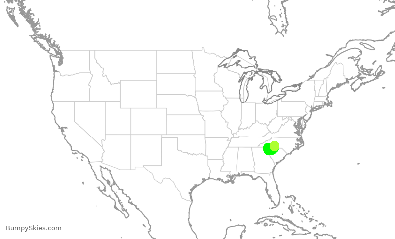 Turbulence forecast map for JIA5654, GSP to CLT