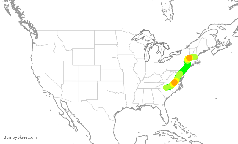 Turbulence forecast map for JIA5655, CLT to MHT