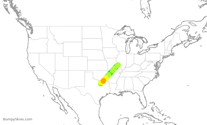 Turbulence forecast map for JIA5655, STL to DFW