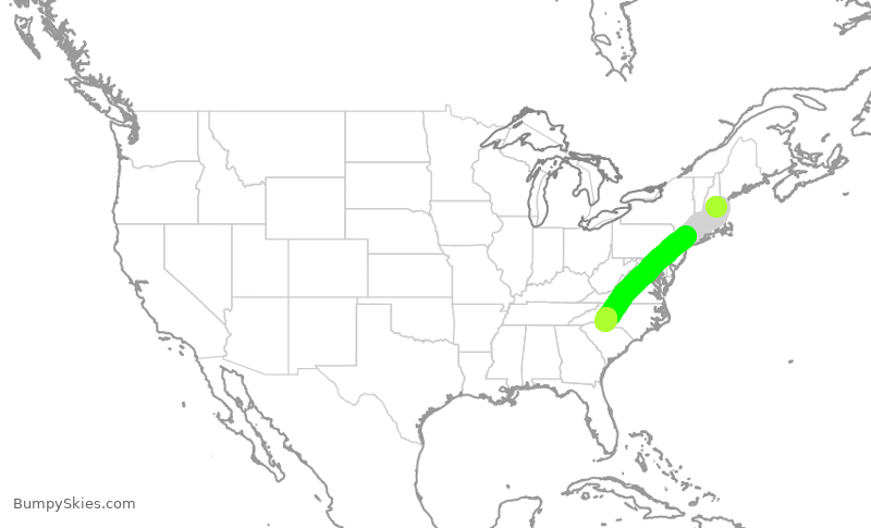 Turbulence forecast map for JIA5661, MHT to CLT