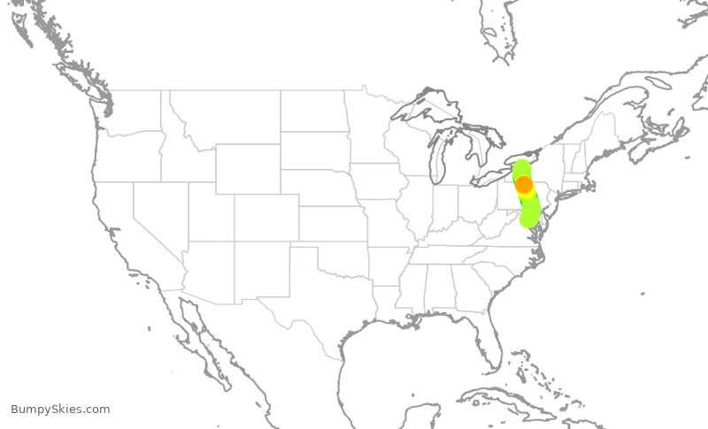 Turbulence forecast map for JIA5661, ROC to DCA