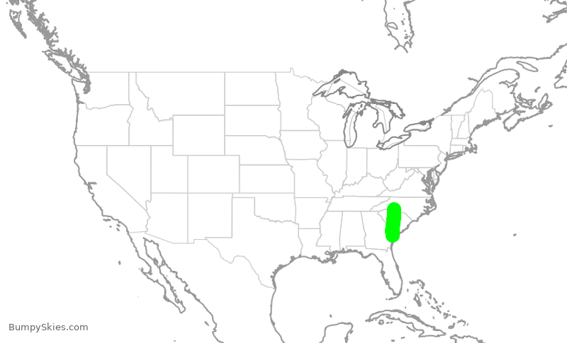 Turbulence forecast map for JIA5677, CLT to SAV