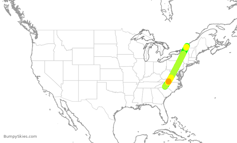 Turbulence forecast map for JIA5679, YUL to CLT