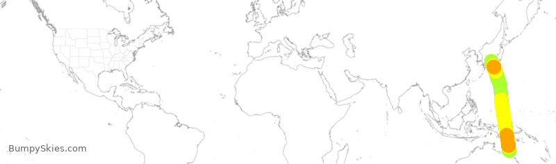 Turbulence forecast map for JST15, BCS to JBB