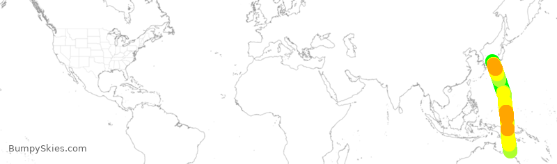 Turbulence forecast map for JST16, JBB to BCS