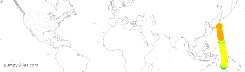 Turbulence forecast map for JST25, CNS to NRT