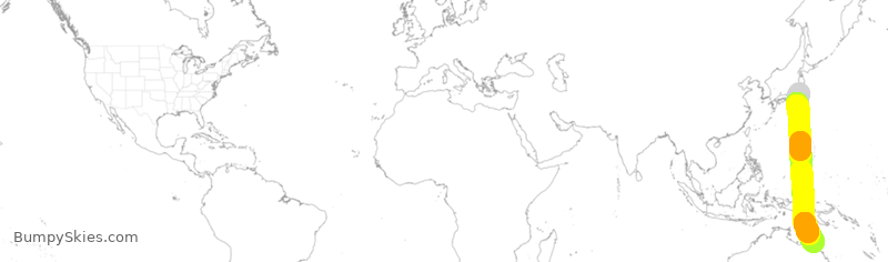 Turbulence forecast map for JST26, NRT to CNS