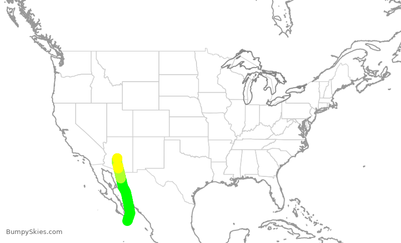 Turbulence forecast map for JSX1012, SCF to MMSL