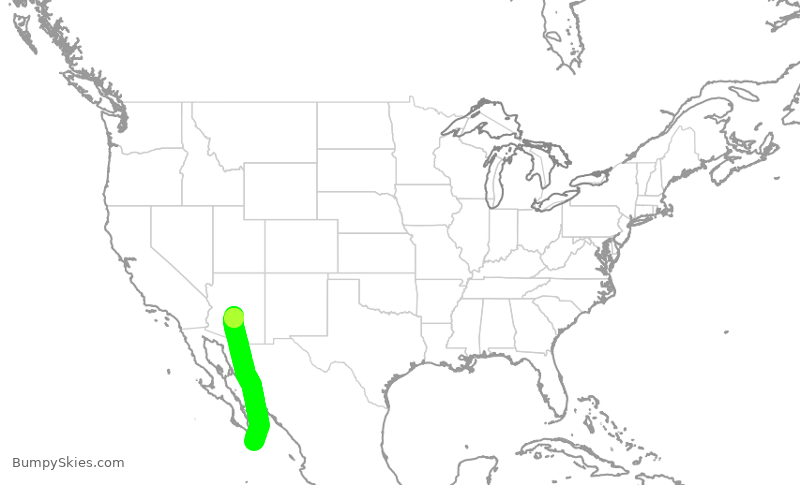 Turbulence forecast map for JSX1018, SCF to MMSL