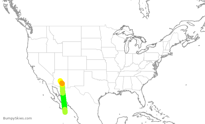 Turbulence forecast map for JSX1019, MMSL to SCF