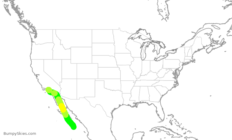 Turbulence forecast map for JSX1051, MMSL to LAX