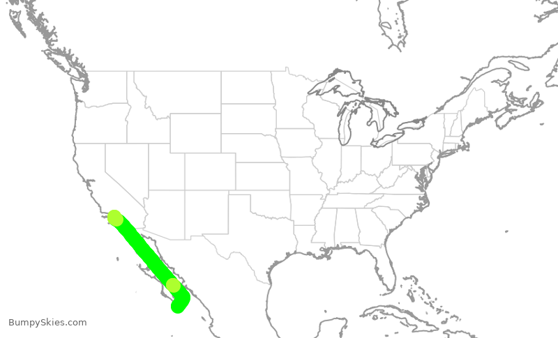 Turbulence forecast map for JSX1052, LAX to MSL