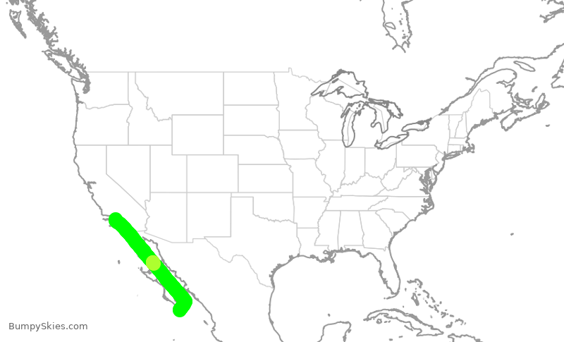 Turbulence forecast map for JSX1056, LAX to MSL