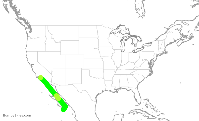 Turbulence forecast map for JSX1060, LAX to MMSL