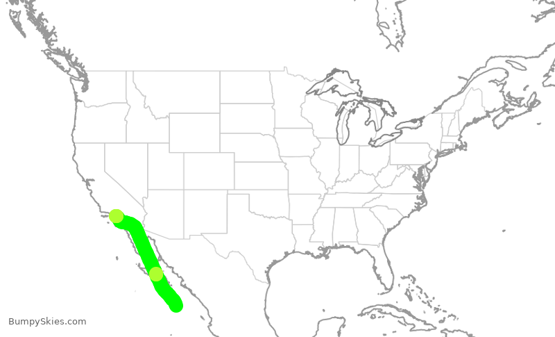 Turbulence forecast map for JSX1063, MMSL to LAX