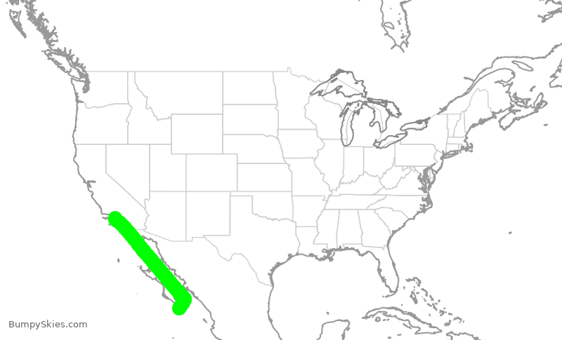 Turbulence forecast map for JSX1064, LAX to MMSL
