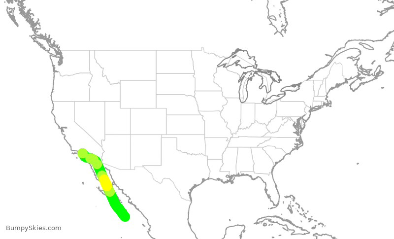 Turbulence forecast map for JSX1079, MSL to LAX