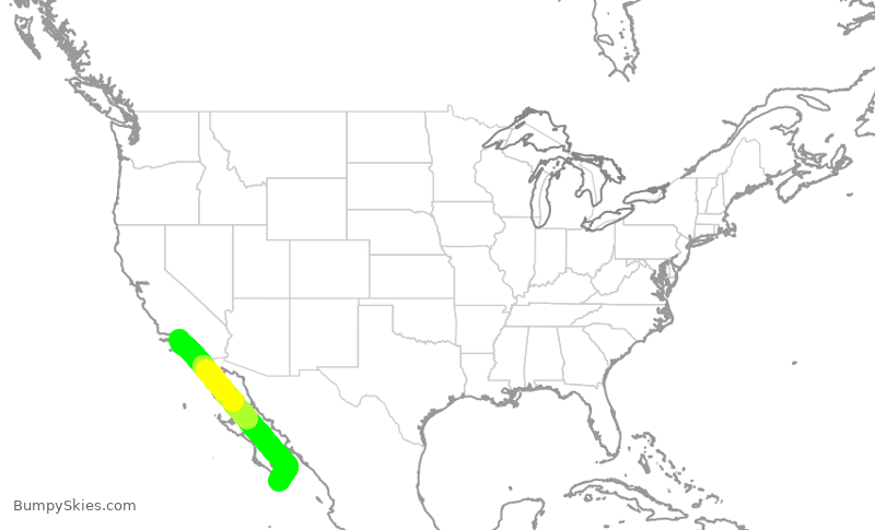 Turbulence forecast map for JSX1080, LAX to MMSL