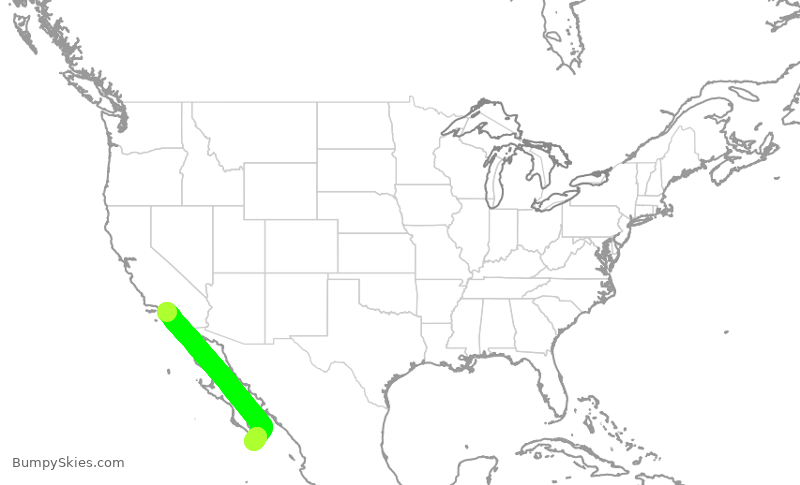 Turbulence forecast map for JSX1096, LAX to MMSL