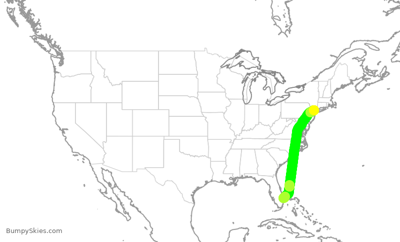 Turbulence forecast map for JSX1121, PBI to TEB