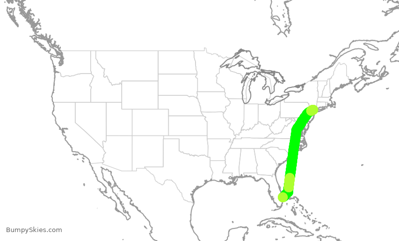 Turbulence forecast map for JSX1123, DJT to TEB