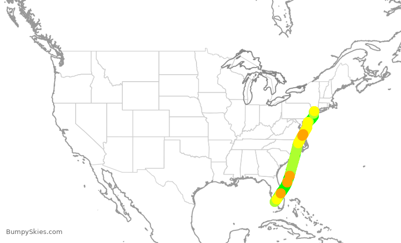 Turbulence forecast map for JSX1130, TEB to APF