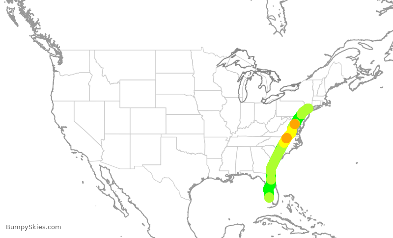 Turbulence forecast map for JSX1131, APF to TEB