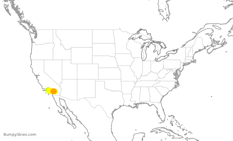 Turbulence forecast map for JSX1156, SMO to TRM
