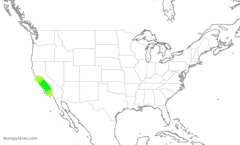 Turbulence forecast map for JSX1194, SMO to OAK
