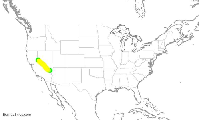 Turbulence forecast map for JSX161, RNO to LAS