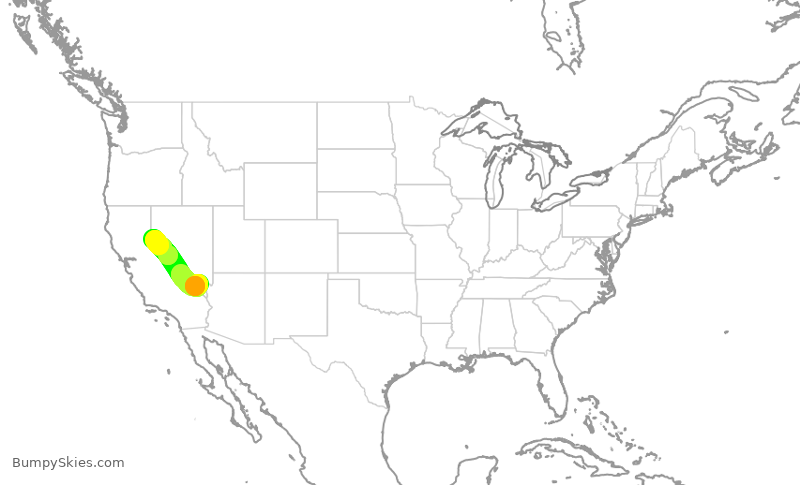 Turbulence forecast map for JSX162, LAS to RNO