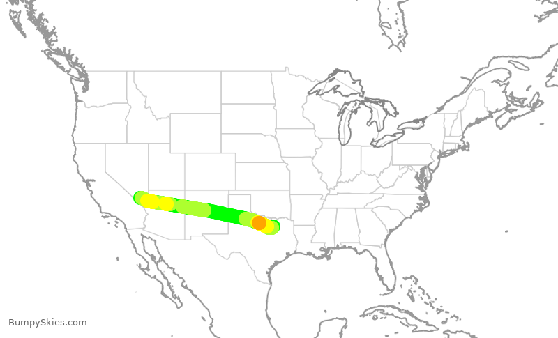 Turbulence forecast map for JSX200, DAL to LAS