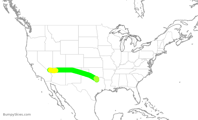 Turbulence forecast map for JSX211, LAS to DAL