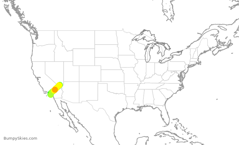 Turbulence forecast map for JSX311, SNA to LAS