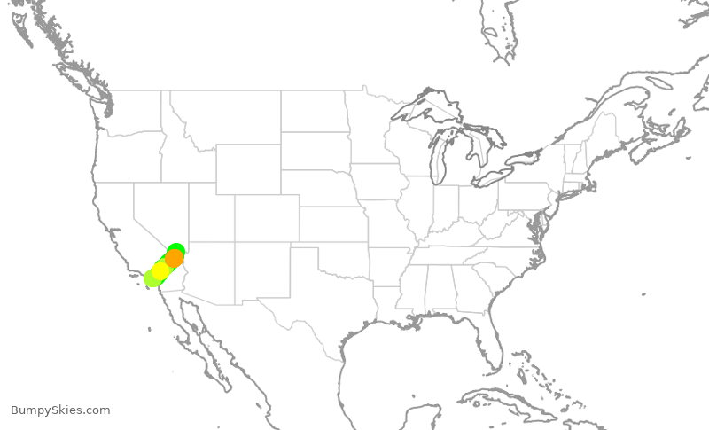 Turbulence forecast map for JSX316, LAS to SNA
