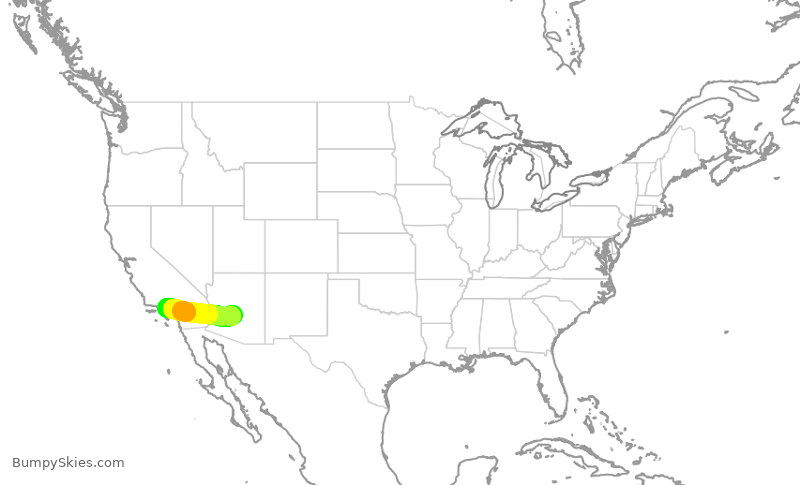 Turbulence forecast map for JSX402, SDL to BUR