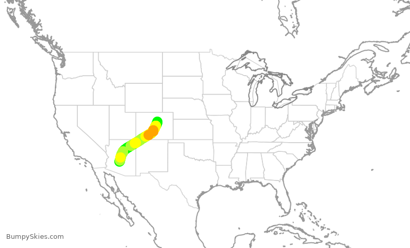 Turbulence forecast map for JSX463, APA to SDL